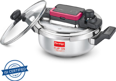Prestige Flip-On Tri-Ply 3 L Outer Lid Induction Bottom Pressure Cooker(Stainless Steel)