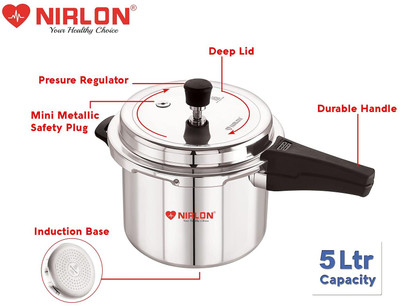 NIRLON Induction Base Aluminum Outer Lid Pressure Cooker 5L and Induction Gift Set 5 L Outer Lid Induction Bottom Pressure Cooker(Aluminium)