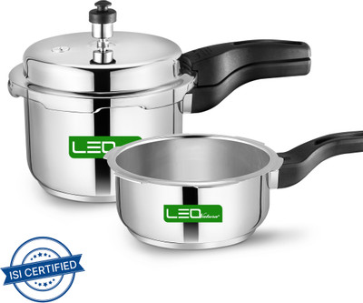 Leo Natura Combo 3 L, 2 L Outer Lid Induction Bottom Pressure Cooker(Stainless Steel)
