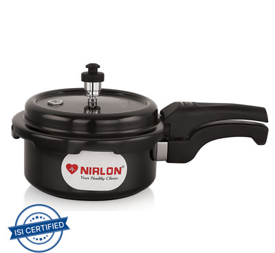 NIRLON Classic Induction Compatible Hard Anodised Outer Lid Aluminium Pressure Cooker 2 L Outer Lid Induction Bottom Pressure Cooker(Hard Anodized)