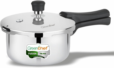 Greenchef Fusion Tri Ply 3 L Outer Lid Induction Bottom Pressure Cooker(Stainless Steel)