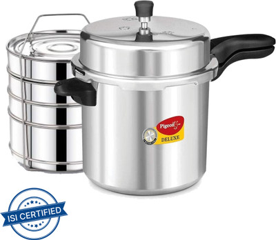 Pigeon Deluxe 12 L Cooker with Suitable Stainless Steel Cooker Separator 12 L Outer Lid Pressure Cooker(Aluminium)