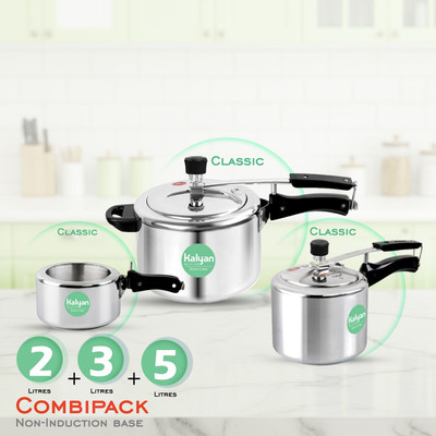 kalyan Classic Combo 2 L, 3 L, 5 L Inner Lid Pressure Cooker(Aluminium)