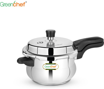 Greenchef Classic Curve Induction Bottom Handi Shaped (Heavy Sandwich Bottom) 3 L Outer Lid Pressure Cooker(Stainless Steel)