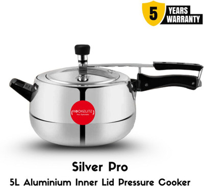 Kookelite Silver Pro 5 L Inner Lid Induction Bottom Pressure Cooker(Aluminium)