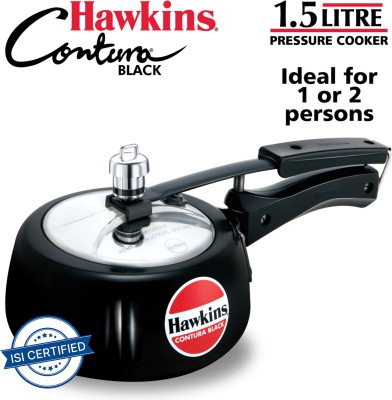 Hawkins Contura Black (CB15) 1.5 L Inner Lid Pressure Cooker(Hard Anodized)