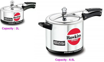 Hawkins 2 L, 6.5 L Inner Lid Induction Bottom Pressure Cooker(Aluminium)