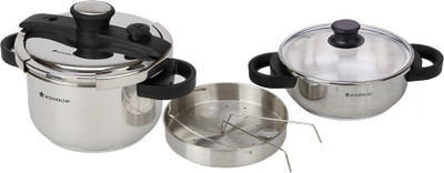 WONDERCHEF Easy Lock 3, 5 Outer Lid Induction Bottom Pressure Cooker(Stainless Steel)