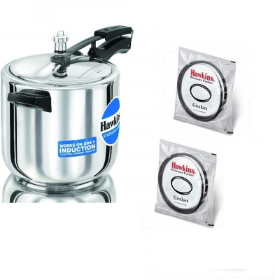 Hawkins Stainless Steeel Pressure Cooker 6L(HSS60),GasKet 3.5 to 8 Litre, 6 L Inner Lid Induction Bottom Pressure Cooker(Stainless Steel)