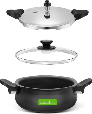 Leo Natura All In One Cook Smart Multipurpose Stainless Steel and Glass Lid 3.5 L Induction Bottom Pressure Cooker & Pressure Pan(Hard Anodized)
