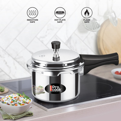 MILTON Pro Cook Aluminium Induction Bottom Pressure Cooker With Outer Lid, 3 Litre 3 L Outer Lid Induction Bottom Pressure Cooker(Aluminium)
