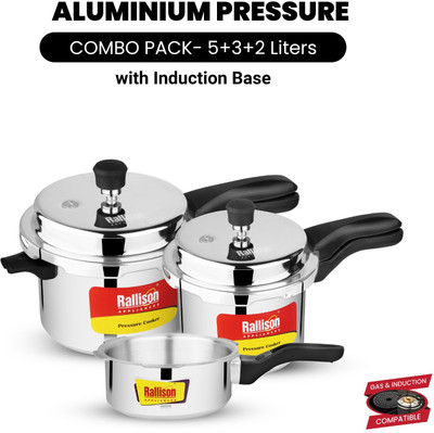 Rallison Appliances Olive Induction Base 2 L, 3 L, 5 L Outer Lid Induction Bottom Pressure Cooker(Aluminium)