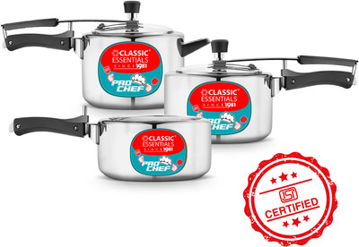 Classic Essentials Prochef Aluminium Inner Lid Pressure Cooker Combo Gas Stove Compatible 2 L, 3 L, 5 L Inner Lid Pressure Cooker(Aluminium)