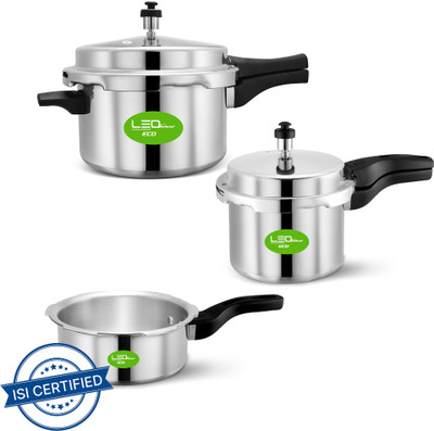 Leo Natura Eco Combo Cooker Pack 2 L, 3 L, 5 L Outer Lid Pressure Cooker(Aluminium)