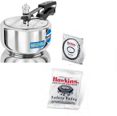 Hawkins Hawkins STAINLESS STEEL 4 L with Extra 1 Gasket & 1 safety valve 4 L 4 L Inner Lid Induction Bottom Pressure Cooker(Stainless Steel)