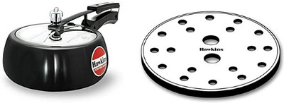 Hawkins Contura Hard Anodized 3.5L Handi Cooker With SS Grid 17cms Combo 3.5 L Inner Lid Pressure Cooker(Hard Anodized, Stainless Steel)