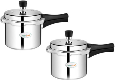 Greenchef Namo 3 L Aluminium Pressure Cooker(2 pcs), 3 L Outer Lid Pressure Cooker(Aluminium)