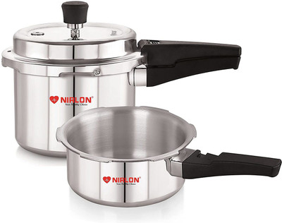NIRLON Combo Induction Base Outer Lid Aluminium Pressure Cooker, 2+3 Ltr with Comon Lid 2 L, 3 L Outer Lid Induction Bottom Pressure Cooker(Aluminium)