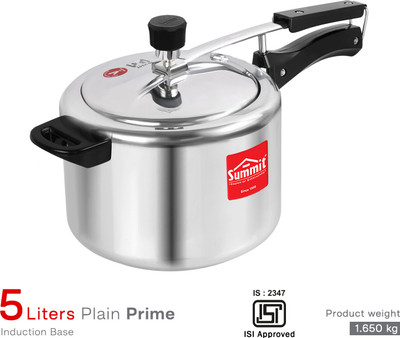 SUMMIT Plain Prime | Induction Base | 5 L Inner Lid Induction Bottom Pressure Cooker(Aluminium)
