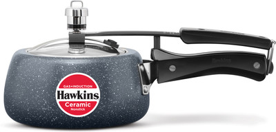 Hawkins Ceremic Non-Stick Granite Contura shaped Cooker, Induction,Inner Lid Cooker 1.5 L Inner Lid Pressure Cooker(Aluminium)