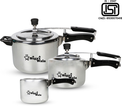 SigriWala Cooker 2, 3 & 5 Ltr Combo 3 L, 5 L, 2 L Pressure Cooker  (Aluminium) For Rs. 999 @ 62 %