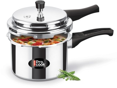 MILTON Pro Cook Aluminium Non Induction Bottom Pressure Cooker With Outer Lid 3L,Silver 3 L Outer Lid Pressure Cooker(Aluminium)