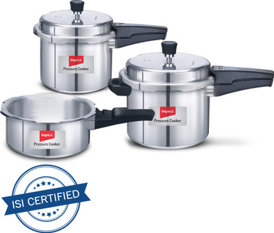 IMPEX Induction Base Pressure Cooker Combo 2 L, 3 L, 5 L Outer Lid Induction Bottom Pressure Cooker(Aluminium)