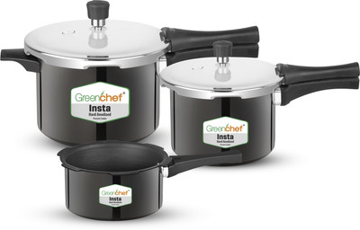 Greenchef Insta Combo 2 L, 3 L, 5 L Outer Lid Induction Bottom Pressure Cooker(Hard Anodized)