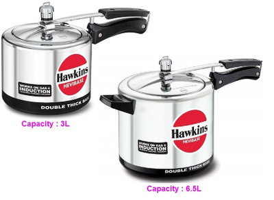 Hawkins Induction Heavibase Aluminum Pressure Cooker 3L(IH30),6.5L(IH65), 3 L, 6.5 L Inner Lid Induction Bottom Pressure Cooker(Aluminium)