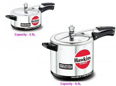 Hawkins Induction Heavibase Aluminum Pressure Cooker 3.5L & 6.5L(IH35,IH65), 3.5 L, 6.5 L Inner Lid Induction Bottom Pressure Cooker(Aluminium)