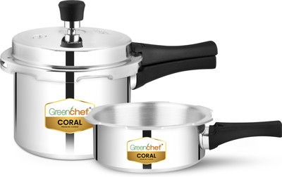 Greenchef Coral non induction base combo outerlid 2 L, 3 L Outer Lid Pressure Cooker(Aluminium)