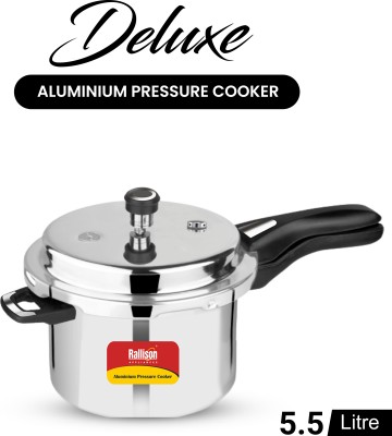 Rallison Appliances RALLISON SUPER ISI CERTIFIED With Heavy 4MM Thickness & Double Safety Valve 5.5 L Outer Lid Pressure Cooker(Aluminium)