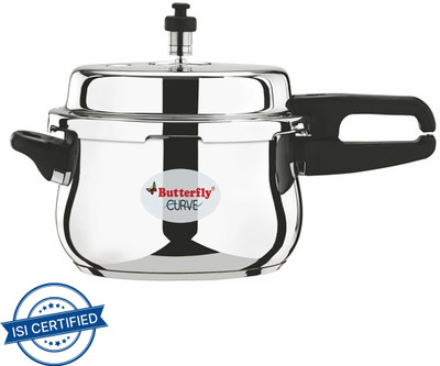 Butterfly Curve 5.5 L Outer Lid Induction Bottom Pressure Cooker(Stainless Steel)