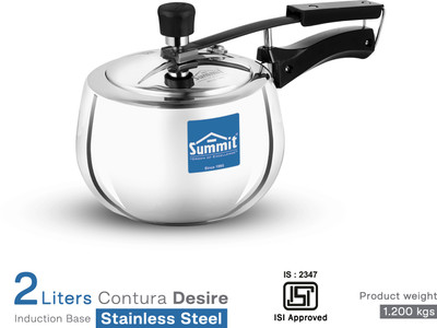 SUMMIT C-tura Sandwich Bottom Desire 2 L Inner Lid Induction Bottom Pressure Cooker(Stainless Steel)
