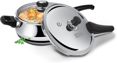 MILTON Pro Cook Triply SS Induction Curve Pressure Cooker with Outer & Glass Lid, 5.5L 5.5 L Outer Lid Induction Bottom Pressure Cooker(Stainless Steel)