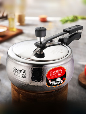 Classic Essentials Triply Concave Hammered Pressure Cooker | Inner Lid Full Body Triply 3 L Inner Lid Induction Bottom Pressure Cooker(Triply)