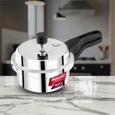 Master Trinamo 1.5 L Outer Lid Induction Bottom Pressure Cooker(Triply)