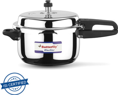 Butterfly present Blueline 3 liter capacity stainless steel 3 L Outer Lid Induction Bottom Pressure Cooker(Stainless Steel)