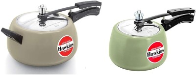 Hawkins Hawkins Aluminium Pressure Cooker, 3 Litre ,5 Litre, Combo Set (Apple Green) 3 L, 5 L Pressure Cooker(Aluminium)