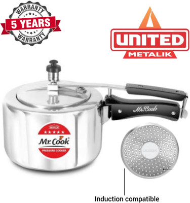 Mr.Cook by United ISI 1 L Inner Lid Induction Bottom Pressure Cooker(Aluminium)
