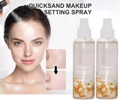 HUZURLU SWEATPROOF SHIMMER FRAGRANCE MIST MAKEUP FIXING SPRAY PACK OF 2 Primer  - 240 ml(TRANSPARENT)