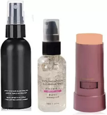 Jiwoo PRIMER ,CONCEALER STICK & FACE SPRAY FOR ALL SKIN TYPE (3 Items in the set) Primer  - 150 ml(transparant)