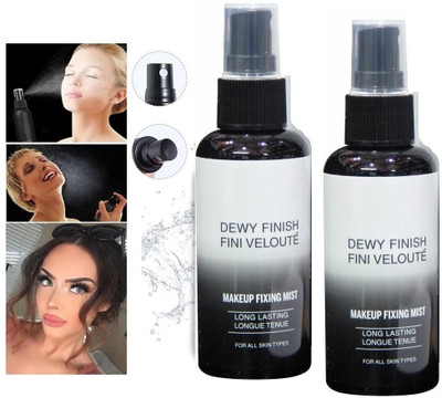 tanvi27 Illuminating Long lasting Misty Finish Professional Makeup Fixer Spray Combo Primer  - 160 ml(Transparent)