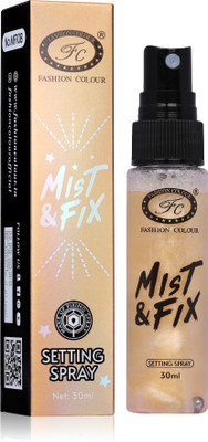 FASHION COLOUR Mist & Fix Setting Spray-Waterproof Long-Lasting Makeup Hydrating & Illuminating Primer  - 30 ml(Golden)
