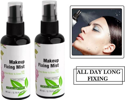 HUZURLU ALL DAY LONG LASTING MAKEUP FIXING MIST FOR ALL SKIN TYPE PACK OF 2 Primer  - 160 ml(TRANSPARENT)
