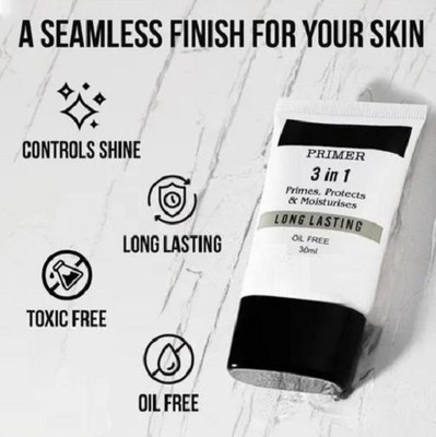 EVERERIN 3in1 oil free long lasting primer Primes, Protect & Moisturises Primer  - 30 ml(transparent)