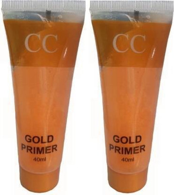 Elecsera Gold Waterproof Primer Make Up Base Pack of 2 Primer  - 80 ml(Gold)