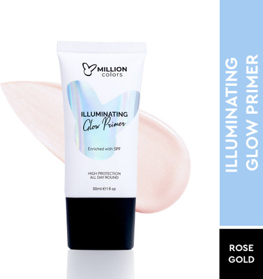 Million Colors Illuminating Glow Primer Strobe Cream & Face Highlighter with SPF & Niacinamide Primer  - 30 ml(Rose Gold)