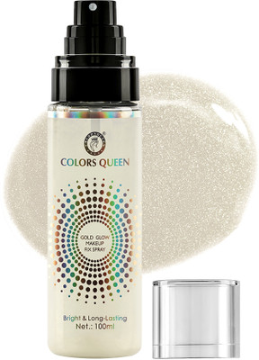 COLORS QUEEN Gold Glow Long Lasting Makeup Setting Spray for face Makeup with Aloe Vera Primer  - 100 ml(Transparent)