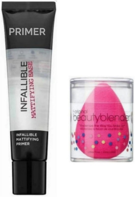 TRENDEE HUDA PROFESSIONAL WATERPROOF SKIN BASE FACE PRIMER & MAKEUP PUFF. Primer  - 35 ml(Transparent)